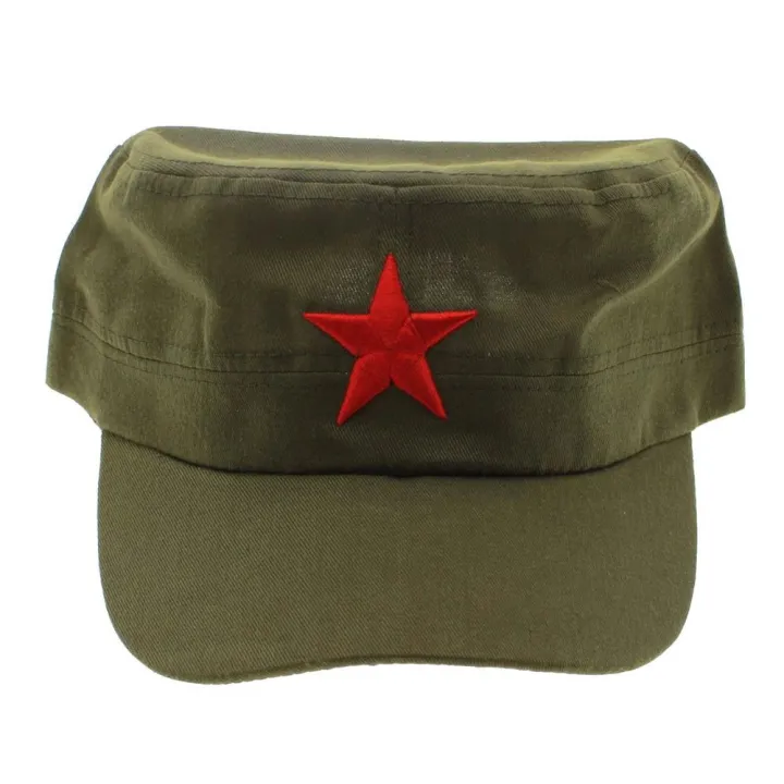 New%20China%20Chairmen%20Mao%20Red%20Star%20Pattern%20Flat%20Top%20Cotton%20Fabric%20Army%20Cap%20Hat%20-%20Image%204