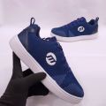 Blue and White Knitted Casual Magic Sneakers For Men. 