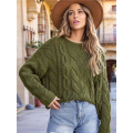 Women'S Fall Winter Fashion Round Neck Long Sleeve Colorblock Sweater Tops Chunky Knit Pullover Sweaters. 