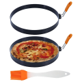 8 Inch Nonstick Omelette Ring With Silicone Insulated Handle Round Egg Rings Molds With Oil Brush. 