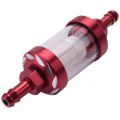 Aluminum Alloy Glass Motorcycle Gas Fuel Gasoline Oil Filter Red. 