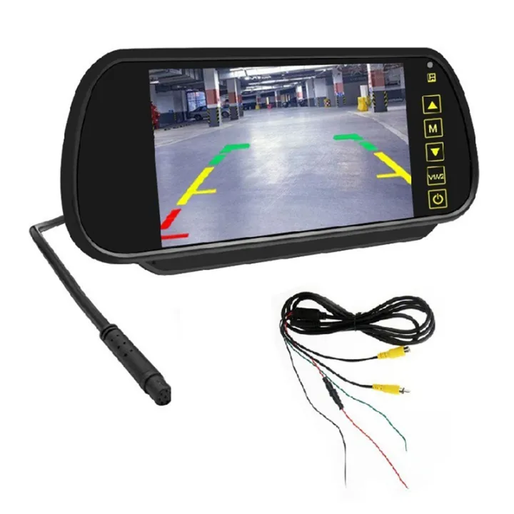 7 Inch Car LCD Mirror Monitor Parking Screen 2 AV Input Auto Display ...