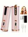 New style Portable and rechargeable timer set, with ceramic rotating barrel automatic curling iron, 6 temperatures and, fast H. 