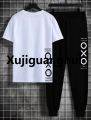 Xujiguanghui New Comfortable Summer Arrival Printed Tracksuit Set Half Sleeves T-Shirt With Long Pant Export Quality Sports And Casual Wear. 