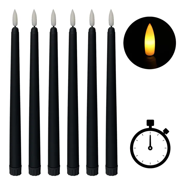 Black%20Cone%20Flameless%20Candles%2011%20Inches%20(About%2027.9%20Cm)%206,%20Battery%20Powered%20Timing%20Setting%20-%20Image%203