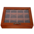12 Grids Wooden Tea Bag Holder Sugar Packets Spice Pouches Storage Case Instant Coffee Bag Boxes with Clear Lid. 