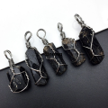 Linman Black Tourmaline Natural Stone Pendants Reiki Bead PSales promotion endant Nunatak Raw Chakra Energy Wire Wrapped Jewelry. 