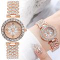 Fashion With Bracelet Gypsophila Watch Rose Gold Alloy Ladies Watch Bling Bling Flower Diamond Watch. 