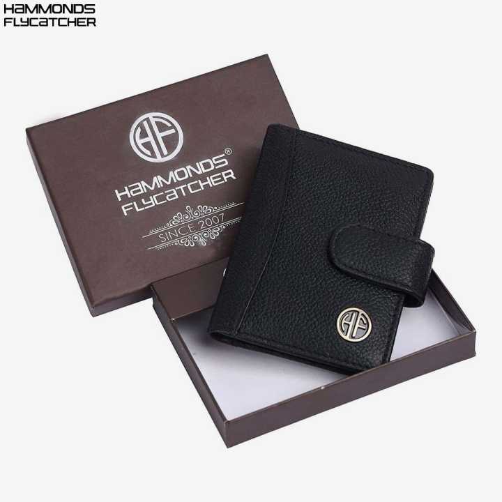 Hammonds Flycatcher Genuine Leather Card Wallet – RFID Blocking, 18 Slots, Minimalist Black