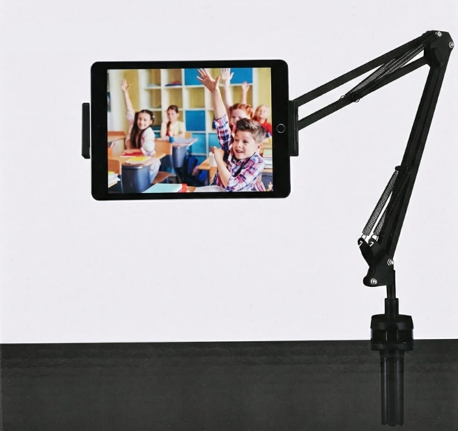 Adjustable Cantilever Tablet & Mobile Stand with 360° Rotation | Universal Desk Clamp Holder for Phone, iPad & Tablet