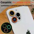 Luminous Camera Lens Protector For iPhone 15 Pro Max 15 Plus Ceramic Lens Ring Case Glass for iPhone 13 Pro Max 14 Pro Max Film. 
