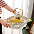 Portable Plastic Drain Tea Tray Detachable Double-layer Cutlery Holder Tableware Storage Serving Plate Household. 