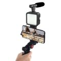 Video Vlogger Kits Microphone LED Fill Light Mini Tripod For Phone Vlog Video Recording Condenser With BT Remote AY-49. 