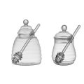 Honey Jar With Lid And Stirring Stick High Borosilicate Transparent Glass Jar Creamer Pots Jam Storage Bottle With Dipper. 