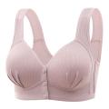Oufeiton Comfortable Underwear Comfortable Wireless Front Closure Vest Style Bra for Mid-aged Women B/c Cup Push-up Seamless Plus Size Underwear. 
