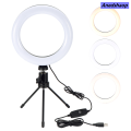 Anedshaop 【New Arrivals】18CM Dimmable Photography LED Selfie Ring Light Camera Phone Original Ring Lamp 10 inch With Table Tripods For Makeup Video Live Studio. 