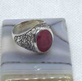 Pure Silver Ring With Natural Ruby/ 9.2 Gram. 