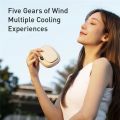 Rechargeable 5 Speed Adjustable Portable Rechargeable Fan Large Capacity Battery Handheld Design Hanging Neck Fan Multi-function Display Screen Personal Small Fan Outdoor Travel. 