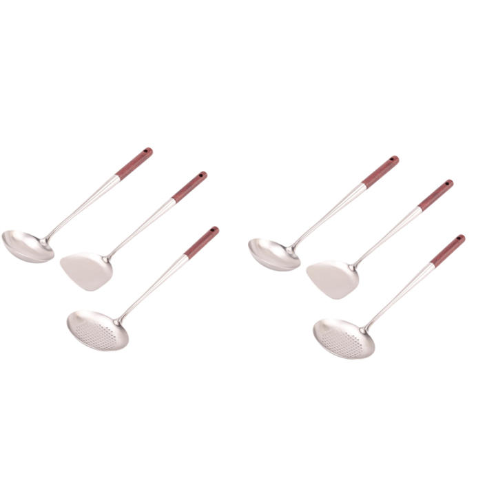 fasdaga 2X Wok Spatula and Ladle,Skimmer Ladle Tool Set, 17Inches Spatula for Wok, 304 Stainless Steel Wok Spatula