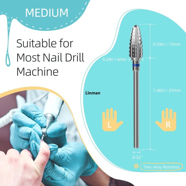Linman%20HYTOOS%20Flame%20Carbide%20Nail%20Drill%20Bit%203/32%20Professional%20Two-wayOriginal%20Nail%20Bits%20Acrylic%20Gel%20Remover%20Electric%20Nails%20Accessories%20Tool%20-%20Image%204