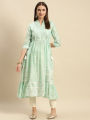 Kiva Printed Calf Length Partywear Flared Kurtha for Women. 