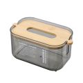New Transparent Automatic Descent Tissue Box Bamboo Lid Large Capacity Tissue Holder Creative Dustproof Paper Towel Storage Box. 