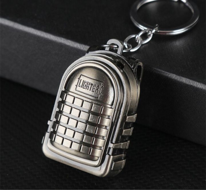 New PUBG Gas Jet Lighter Three level Bag Package Lighter Keychain