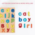 Minico Wooden Educational Puzzle for Kids – Small English Alphabet a-z Board – Colorful Montessori Toy for Toddlers (20x20cm). 