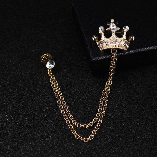 Golden%20Crown%20Design%20Tassel%20Chain%20Brooch%20For%20Men%20%7C%20Crown%20Stone%20Studded%20Chain%20Design%20Lapel%20Brooch%20For%20Men%20-%20Image%202