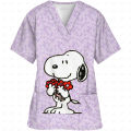 Surgical Wear Work Clothes Cartoon Snoopy print Hand Washing Nurse Uniform Women's V Neck Short Sleeve T-Shirt Tops. 