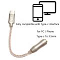 New 12cm Type-C Dac Adapter Type C To 3.5mm 32bits Audio Decoder CX31993 384KHz Audio Cable Mobile Phone/PC. 