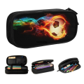 【Bunyad Traders】Kawaii Soccer Ball Flames Case For Girls Boys Large Storage Football Pencil Bag School Supplies. 