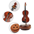 Violin Music Box Mini Vintage Musical Box with Rotating Base, Instrument Crafts Model. 