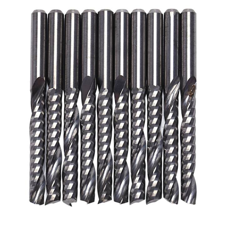 10Pcs Cnc Router Bits 3.175 X 22Mm Single Flute Spiral Carbide