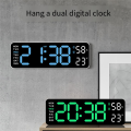 Large Digital Wall Clock Temperature and Humidity LED 12/24H Green. 