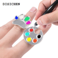 DISICHEN Bargain price Mini Nail Art Color Palette Cute Round/Footprint Design Finger Ring Mixing Color UV Gel Painting Palette Manicure Nail Tools. 