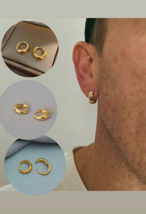 Panchadhatu Golden Hoop Earrings For Men - 1 Pair (Best Gift For Boyfriend And Husband)