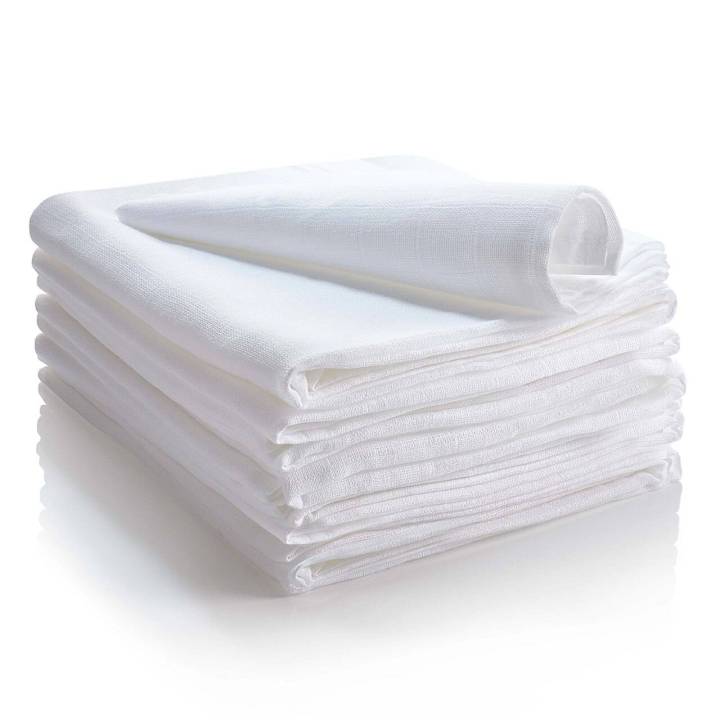 Inserts Cotton Baby Napkins for Newborns/Infants/Kids - Pack of 10 White (28X28'')