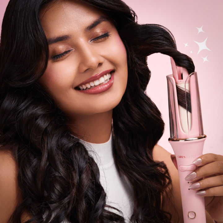 Girls Select Magic Hair Curler – Automatic 3-Heat Curling Iron (Pink)