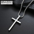 Bravego Titanium Steel Cross Pendant Necklace Men Fashion Necklace. 
