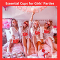 2 PCS,Hot Red Lips Disco Ball Cups ,for Bachelorette , Single Girl Supplies,Removable and Reusable. 