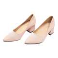 Pink Glittered Block Heel Closed Shoes For Women. 
