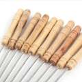 Barbecue Skewers，Meccion 12Pcs Stainless Steel Barbecue String with Wooden Handle BBQ Stick Needles. 