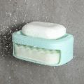 Wall-Mounted Double-Layer Household Drain Soap Holder Box With Sponge Wipe. 