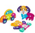 Cute Baby Colorful Wooden Dog Shaped Puzzle, Numerical Number with Animal Name Early Learning & Education Toys 3D Jigsaw Montessori Puzzle for Kids. 