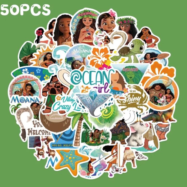 Artsy Home 25/50 Pcs Disney Moana Cartoon Stickers for Laptops Cellphone Guitar