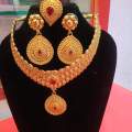 Gold Plated Mini Haar Necklace With Earring And Ring For Women. 