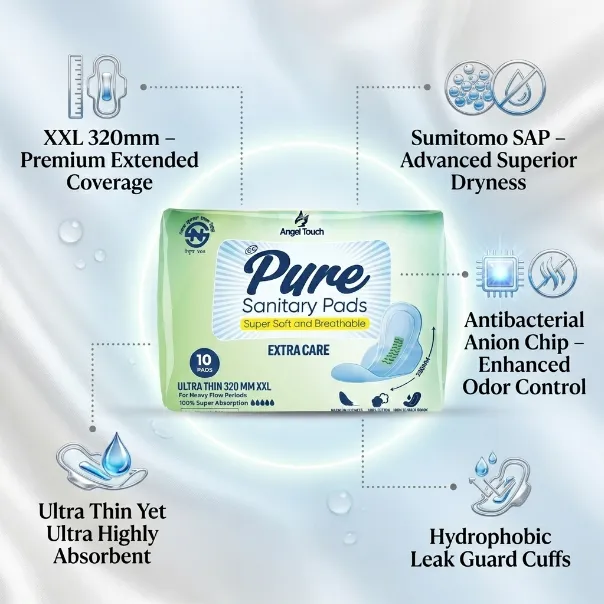 PURE%20Extra%20Care%20XXL%20320mm%20%E2%80%93%20Ultra%20Thin%20Heavy%20Flow%20Pads%20%7C%208%20Pads%20%7C%20Sanitary%20Pad%20%7C%20Sumitomo%20SAP%20%7C%20Leak%20Guard%20-%20Image%203