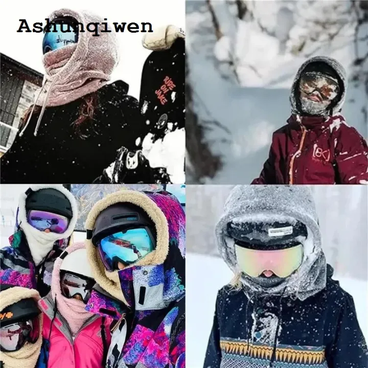 Ashunqiwen%20Thermal%20Sherpa%20Fleece%20Hood%20Ski%20Mask%20Winter%20Balaclava%20for%20Cold%20Weather%20Clearance%20Windproof%20Adjustable%20Warm%20Hood%20Cover%20Hats%20Scarf%20-%20Image%205