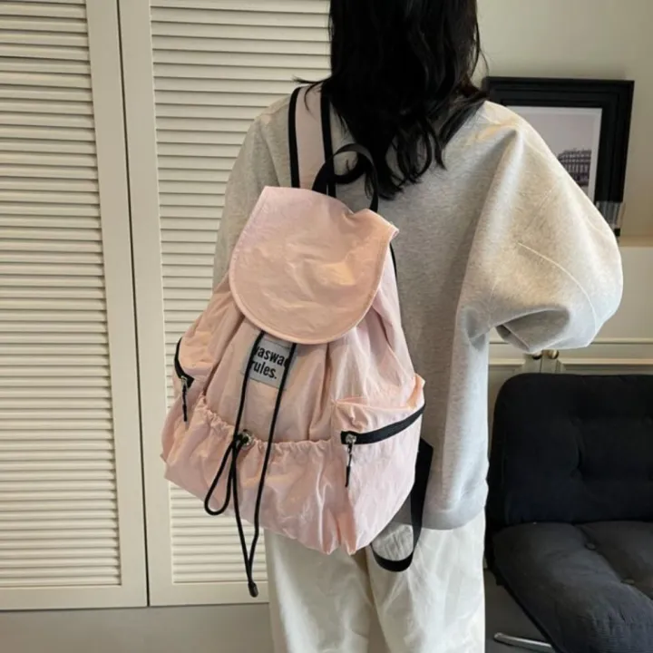 Simple%20Solid%20Color%20Drawsting%20Backpacks%20Nylon%20Light%20Weight%20Ruched%20Shoulder%20Bags%20Large%20Capacity%20Casual%20Student%20Schoolbag%20Outdoor%20-%20Image%203